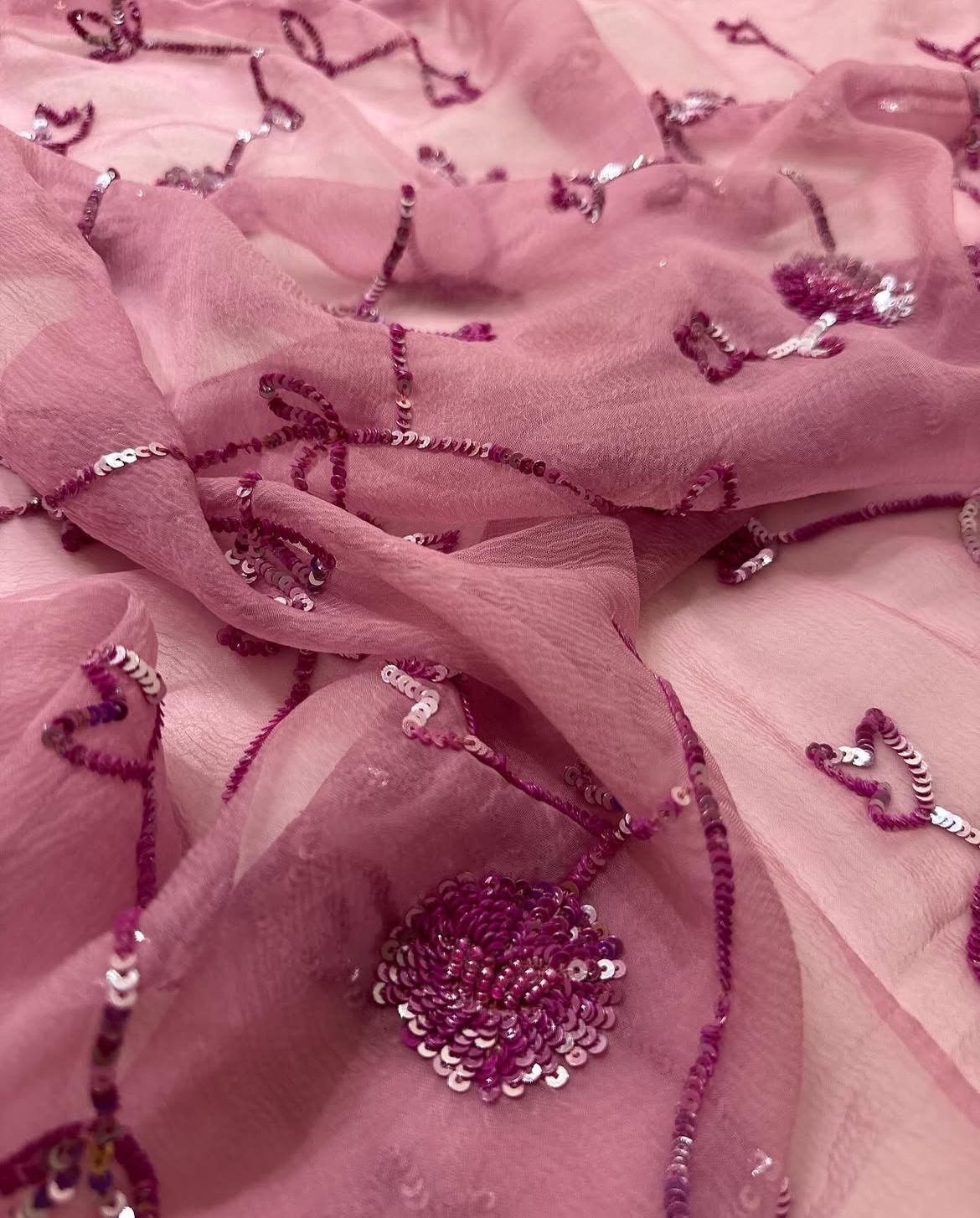Onion Pink Full Cutdana Chiffon - Image 3