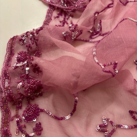 Onion Pink Full Cutdana Chiffon
