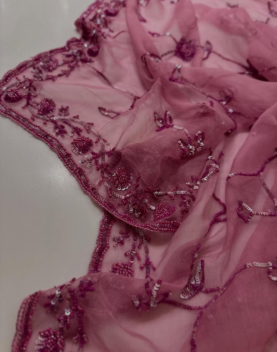 Onion Pink Full Cutdana Chiffon - Image 4