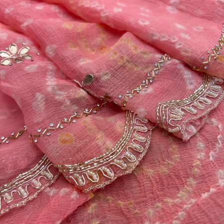 Baby Pink Bandhani Saree