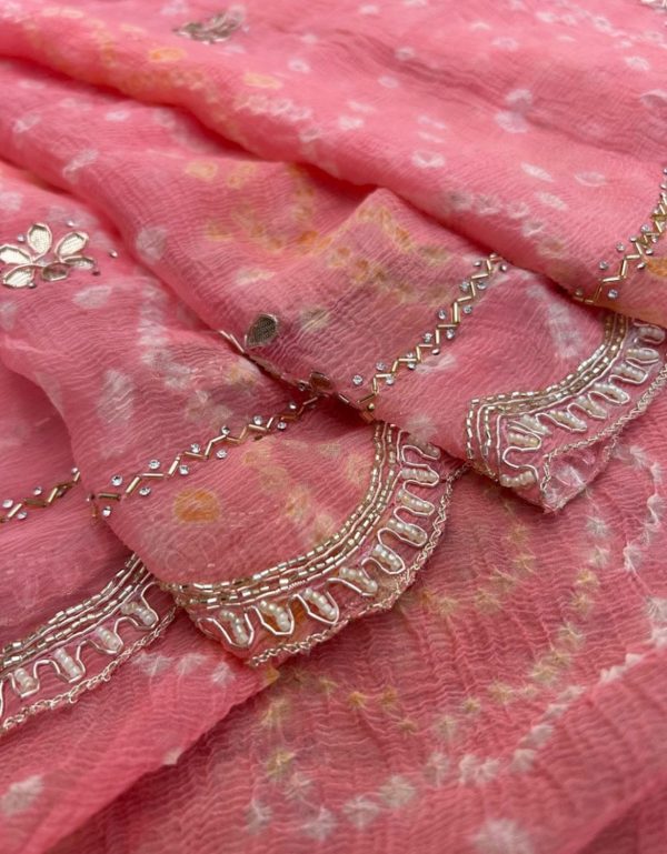 Baby Pink Bandhani Saree