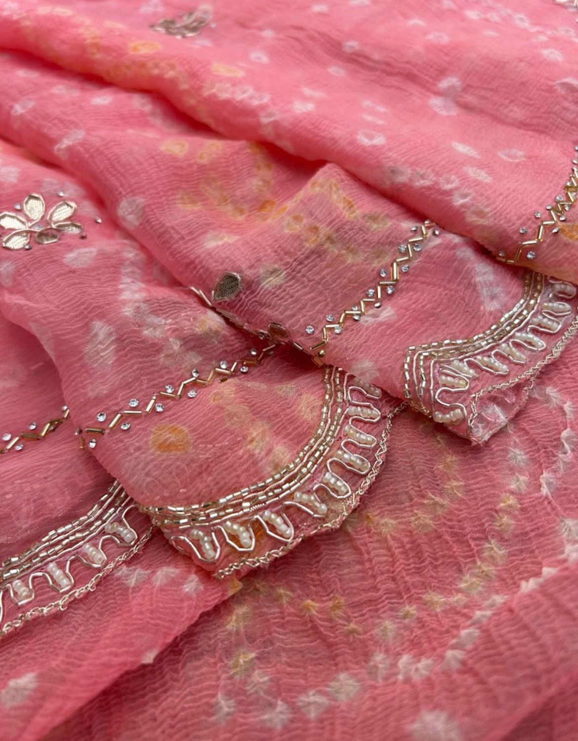 Baby Pink Bandhani Saree