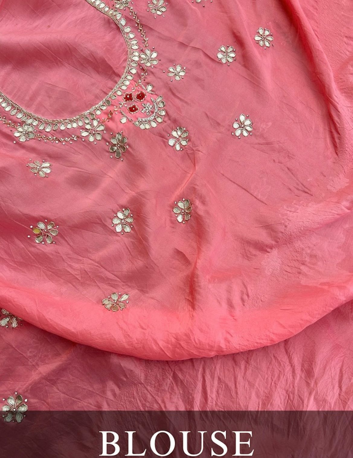 Baby Pink Bandhani Saree - Image 6
